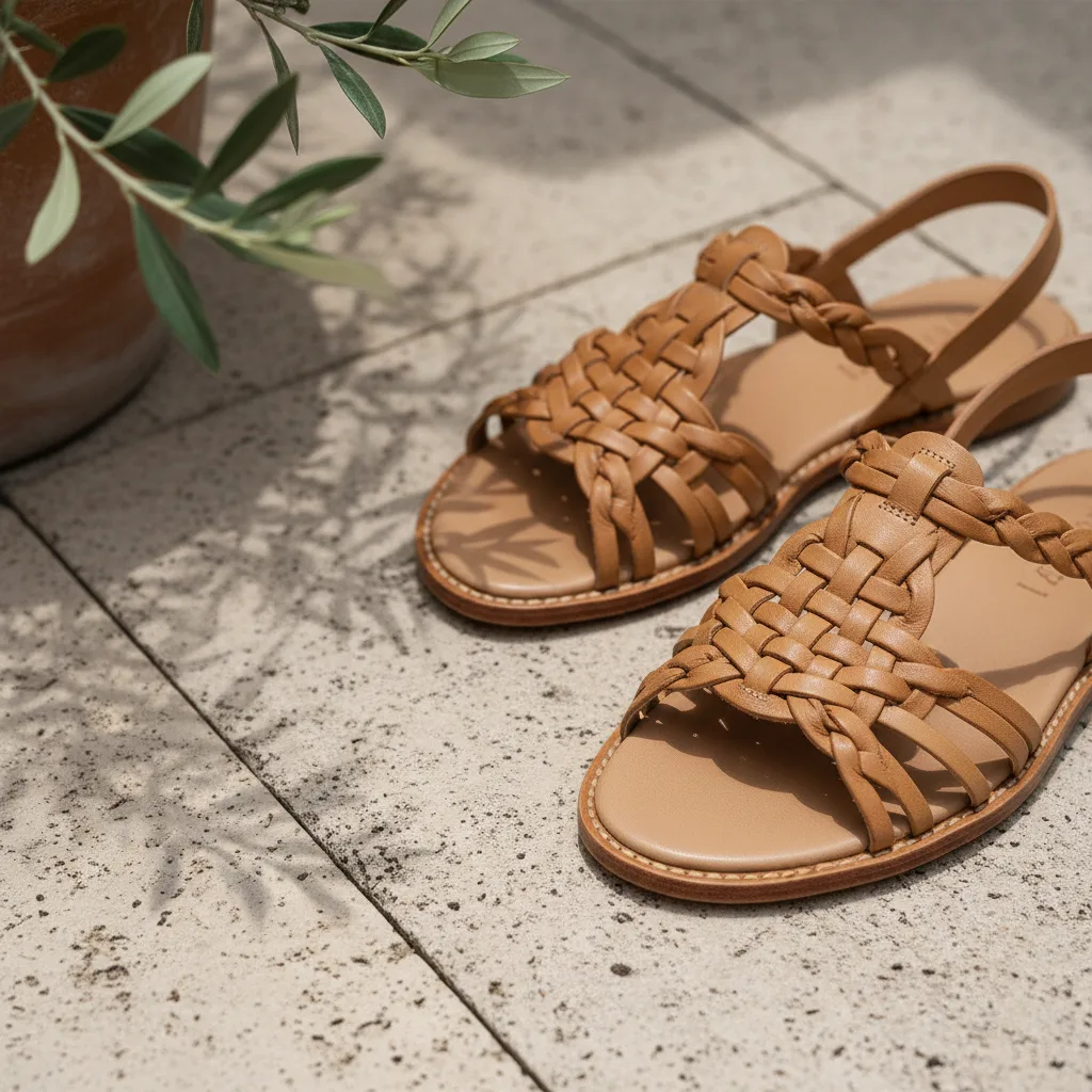 Sandale homme en cuir tressé
